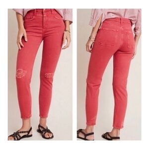 Anthropologie Pilcro Hi-rise Slim Straight Jeans (Red - 28)